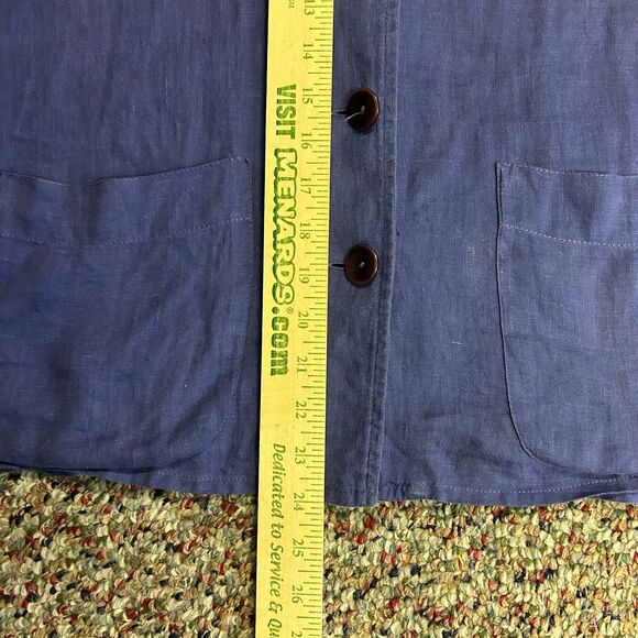 Flax NWOT Periwinkle Blue 100% Linen Lagenlook Boxy Button Up Shirt Jacket Sz S - Picture 10 of 10